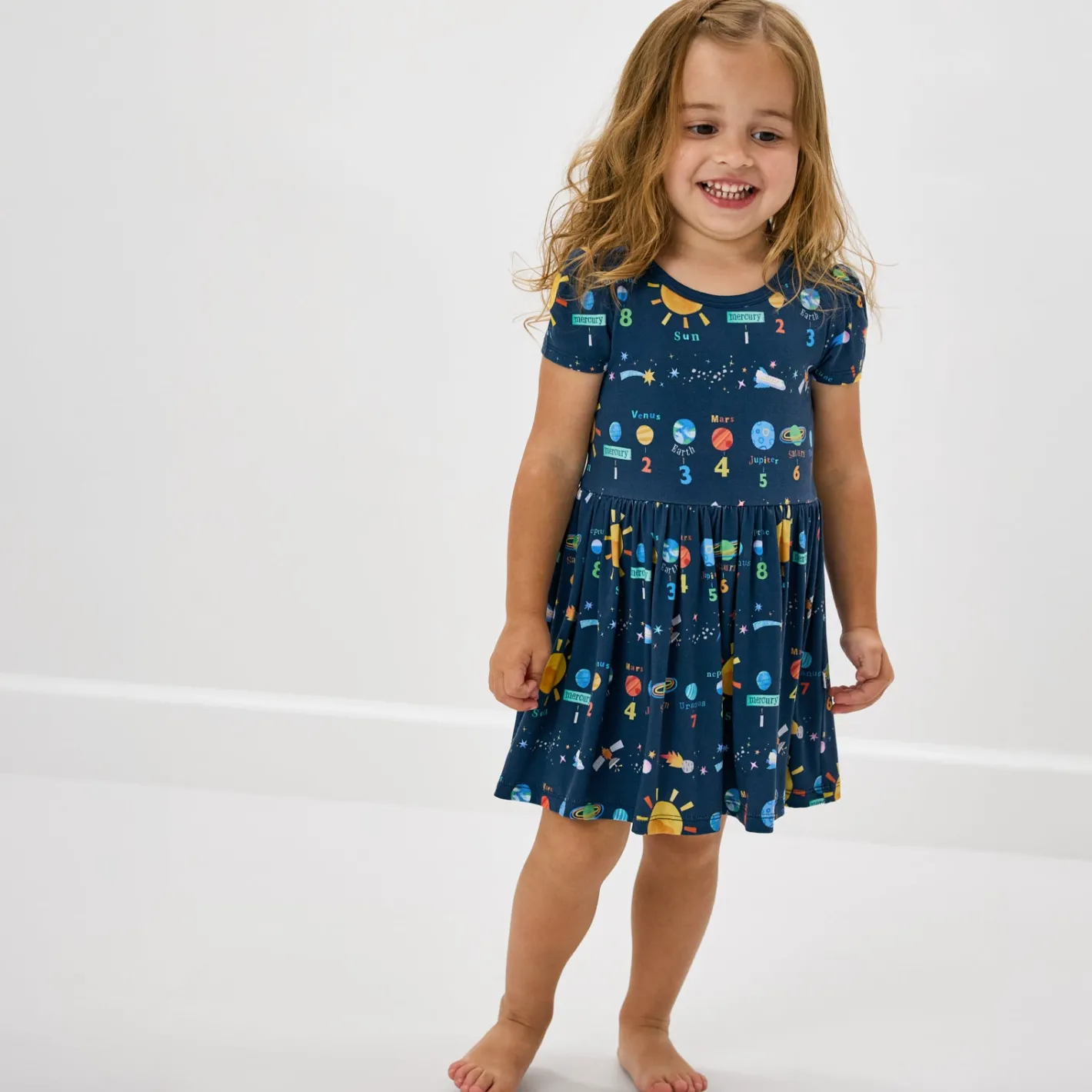 Bamboo Baby Clothes|Bodysuits<Little Sleepies Skater Dress with Bodysuit Solar Explorers
