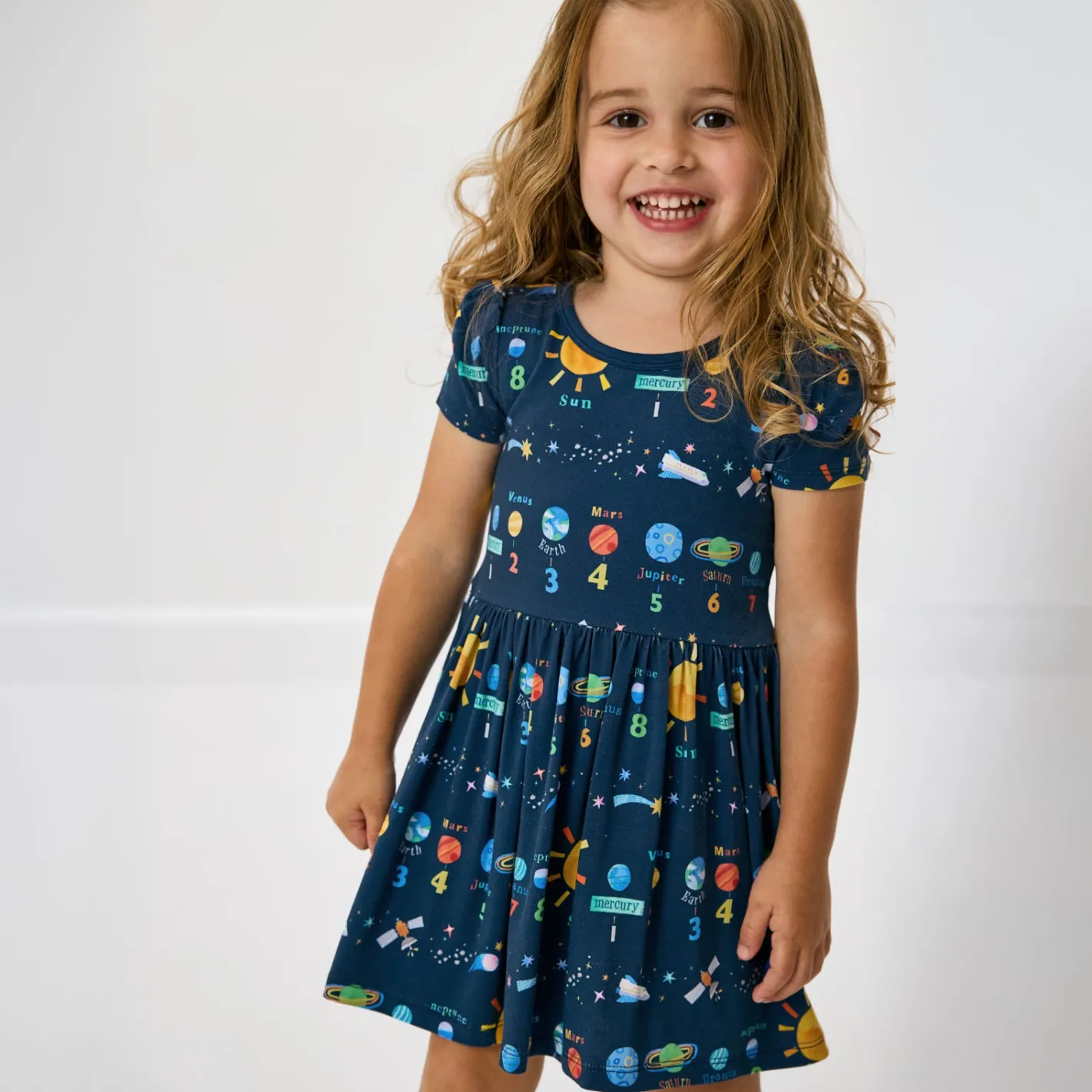 Bamboo Baby Clothes|Bodysuits<Little Sleepies Skater Dress with Bodysuit Solar Explorers