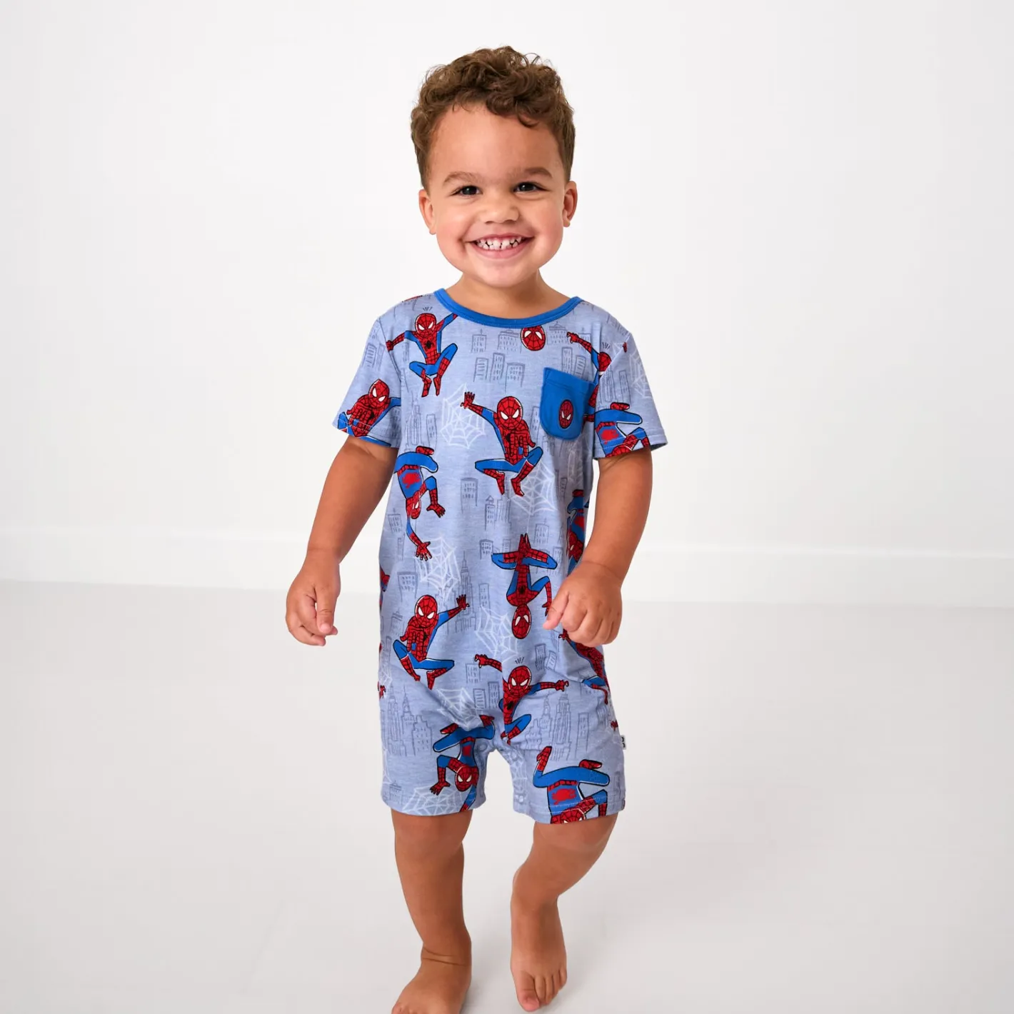Bamboo Baby Clothes|Rompers<Little Sleepies Pocket Shorty Romper Spidey Sense
