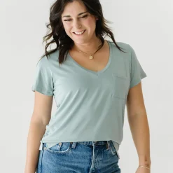 Women's Pajamas|Women's Tees<Little Sleepies Perfect Pocket Tee Stormy
