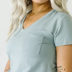 Women's Pajamas|Women's Tees<Little Sleepies Perfect Pocket Tee Stormy