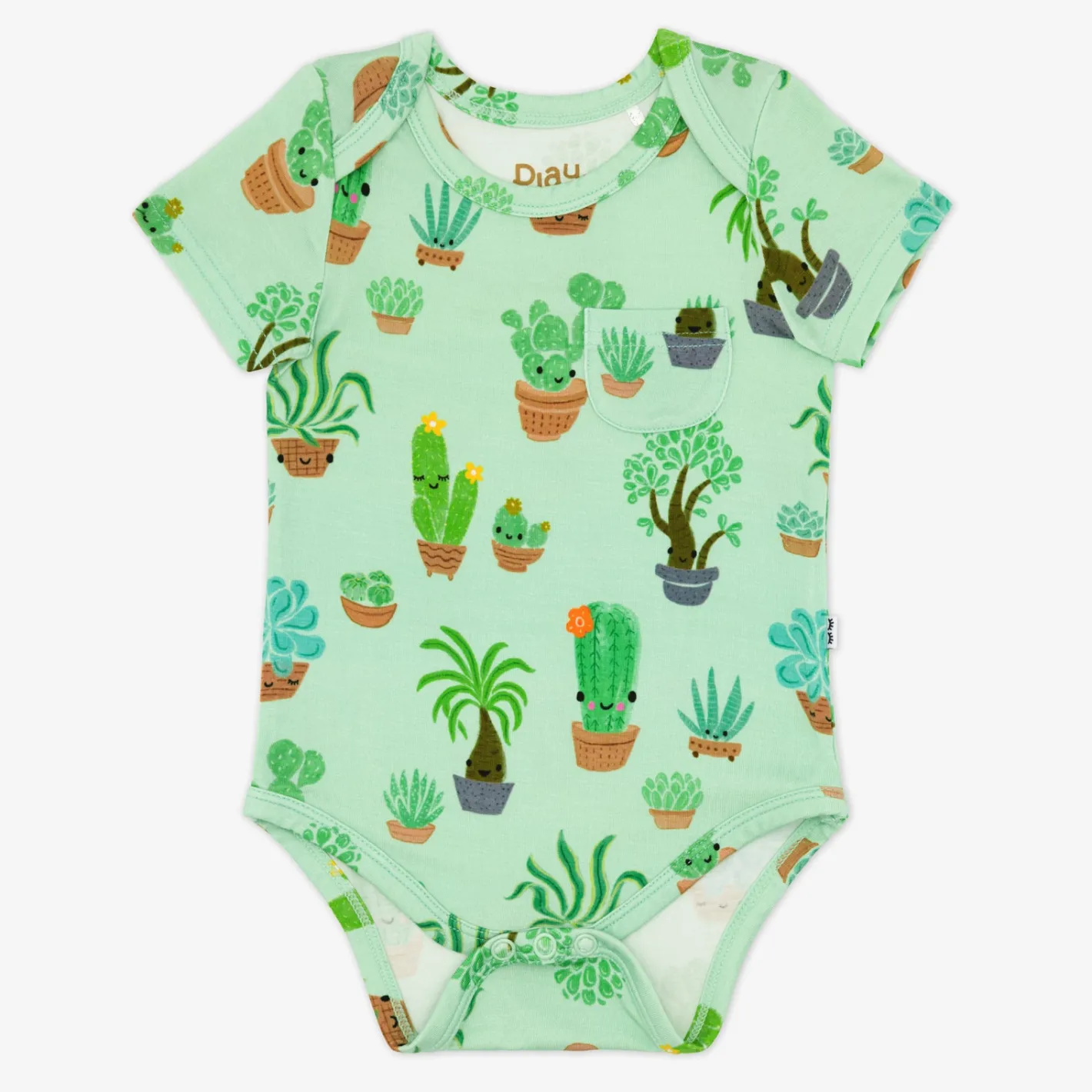 Bamboo Baby Clothes|Bodysuits<Little Sleepies Pocket Bodysuit Succulent Love