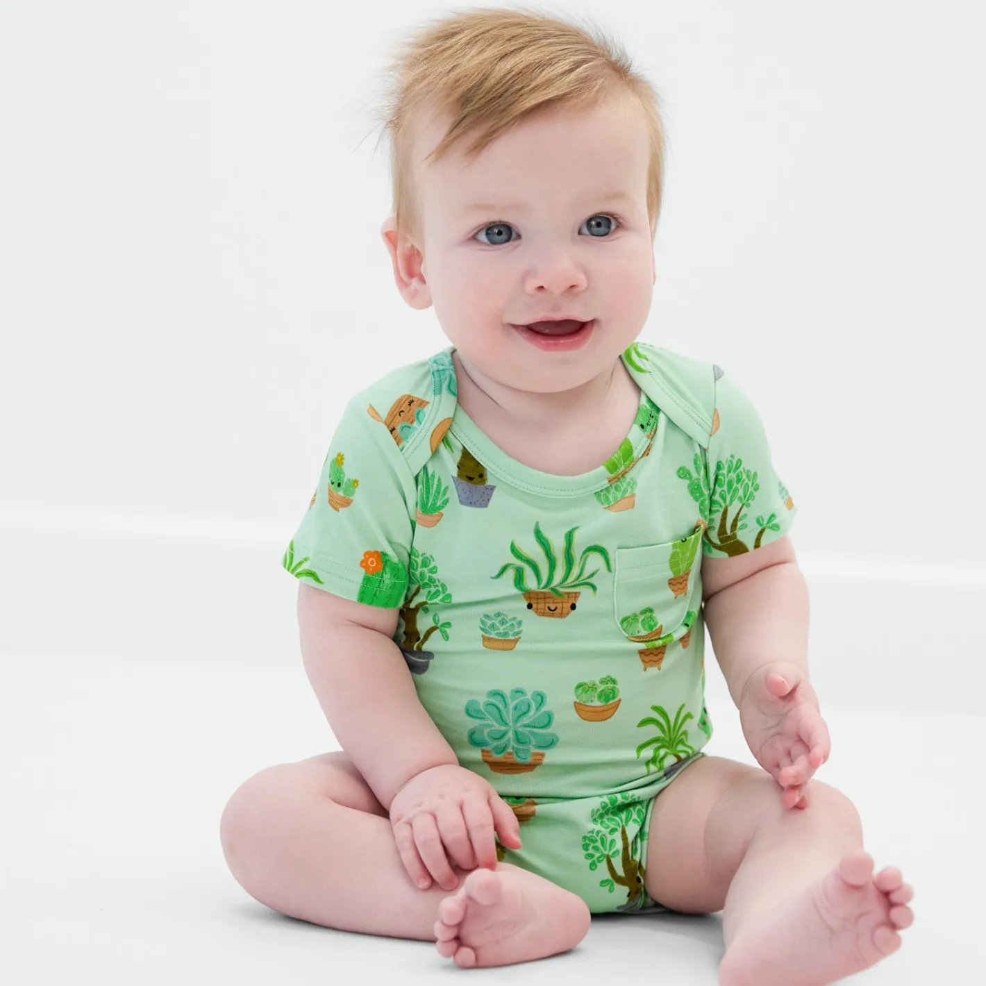 Bamboo Baby Clothes|Bodysuits<Little Sleepies Pocket Bodysuit Succulent Love