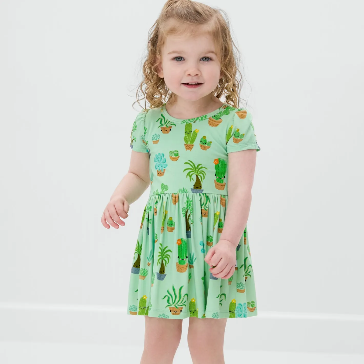 Bamboo Baby Clothes|Bodysuits<Little Sleepies Skater Dress with Bodysuit Succulent Love