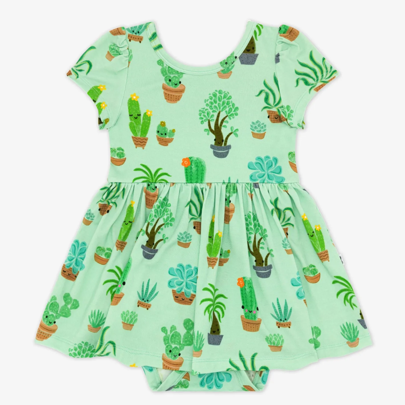 Bamboo Baby Clothes|Bodysuits<Little Sleepies Skater Dress with Bodysuit Succulent Love