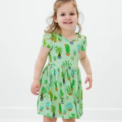 Bamboo Baby Clothes|Bodysuits<Little Sleepies Skater Dress with Bodysuit Succulent Love