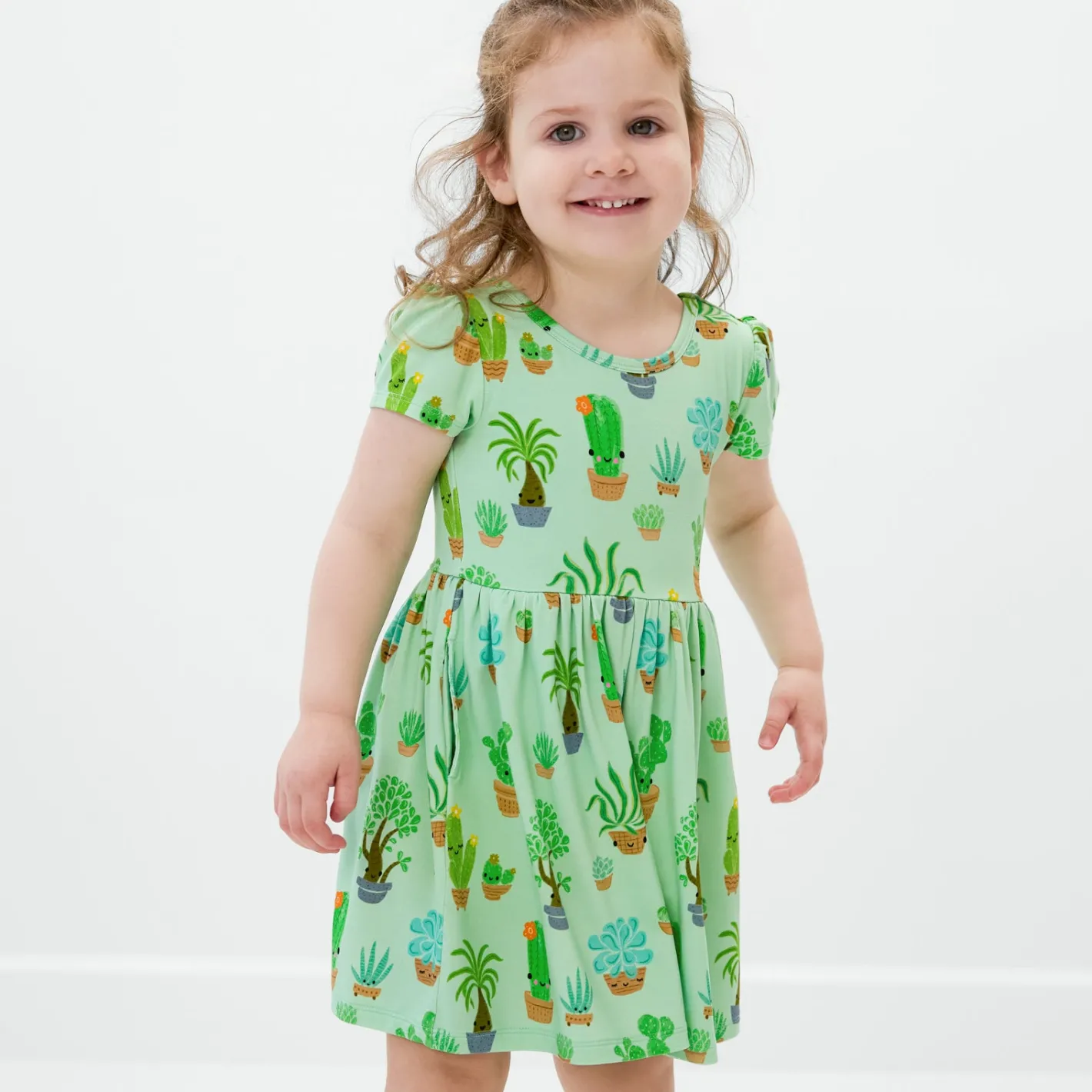 Bamboo Baby Clothes|Bodysuits<Little Sleepies Skater Dress with Bodysuit Succulent Love