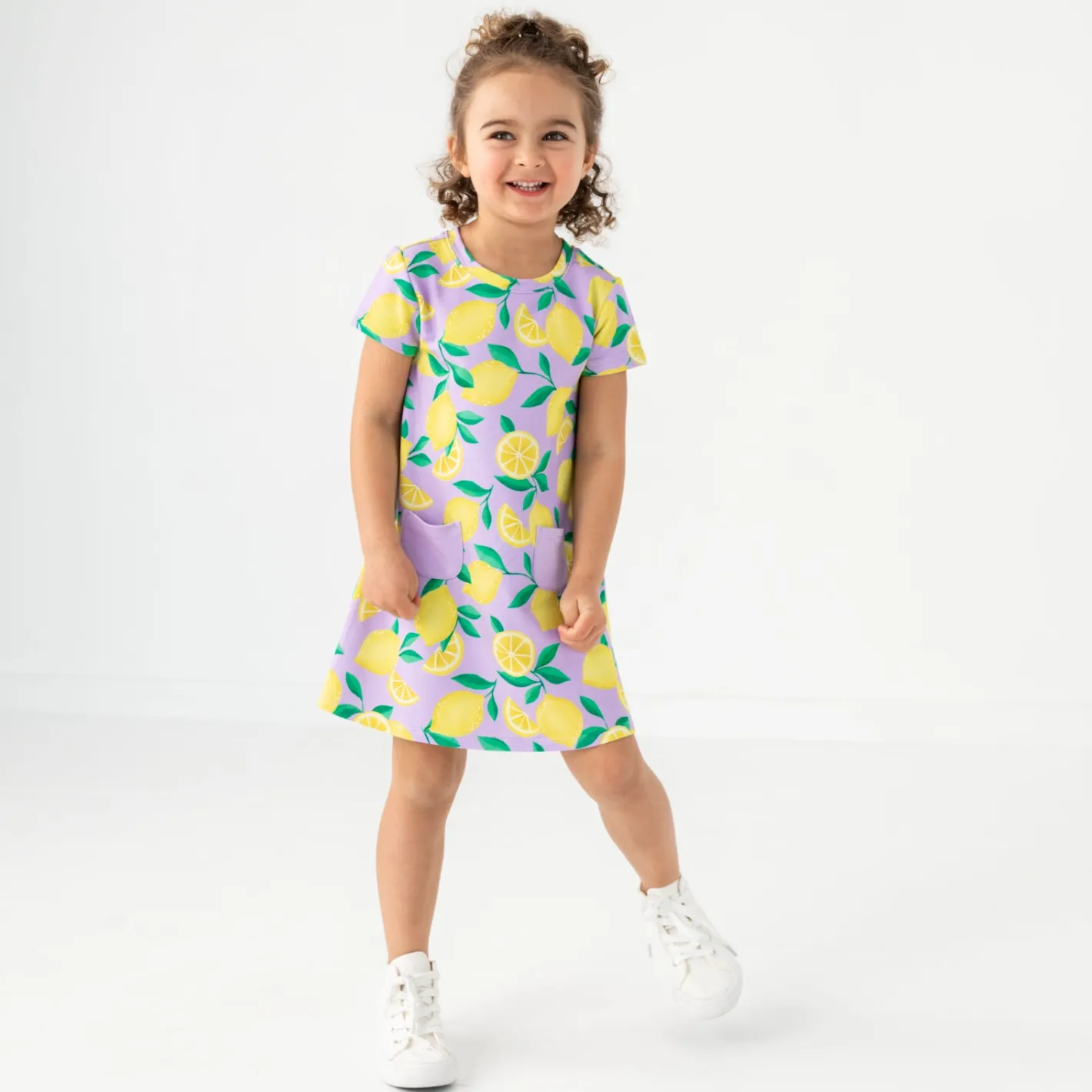 Bamboo Baby Clothes|Dresses<Little Sleepies A-Line Pocket Dress Sunny Citrus