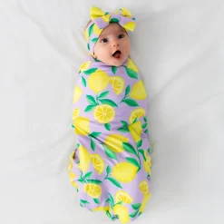 Layette|Swaddles<Little Sleepies Swaddle & Luxe Bow Headband Set Sunny Citrus