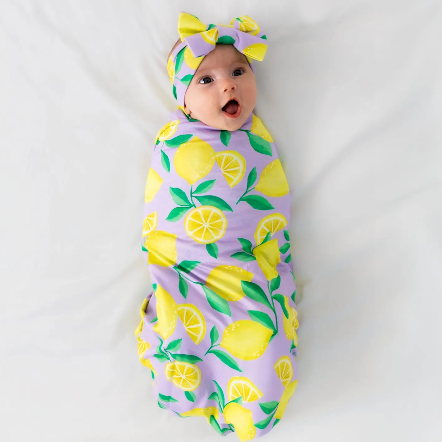 Layette|Swaddles<Little Sleepies Swaddle & Luxe Bow Headband Set Sunny Citrus