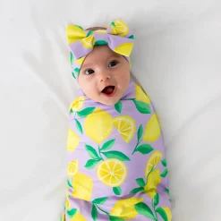 Layette|Swaddles<Little Sleepies Swaddle & Luxe Bow Headband Set Sunny Citrus