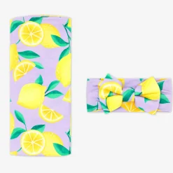 Layette|Swaddles<Little Sleepies Swaddle & Luxe Bow Headband Set Sunny Citrus
