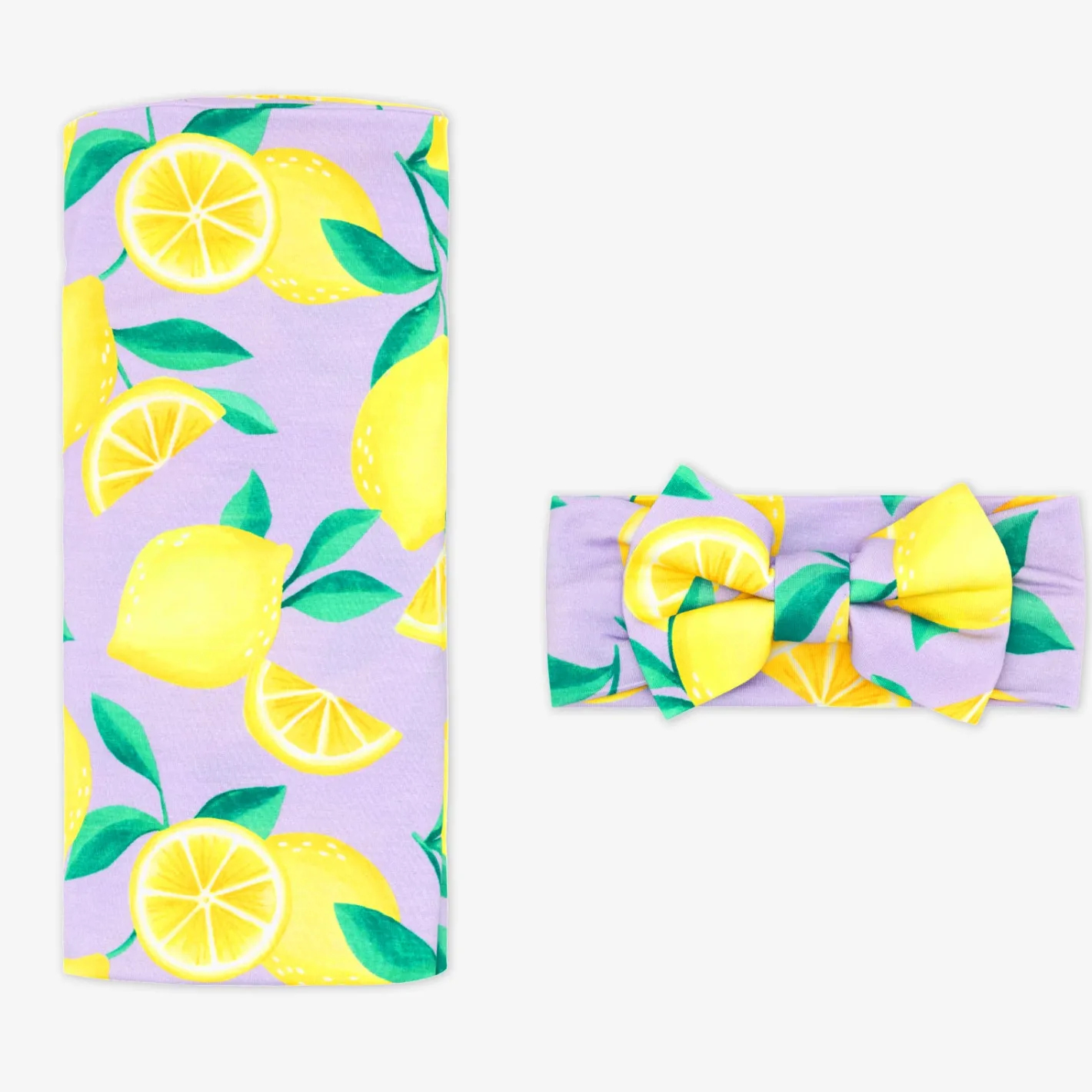Layette|Swaddles<Little Sleepies Swaddle & Luxe Bow Headband Set Sunny Citrus