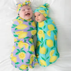 Layette|Swaddles<Little Sleepies Swaddle & Hat Set Sunny Citrus
