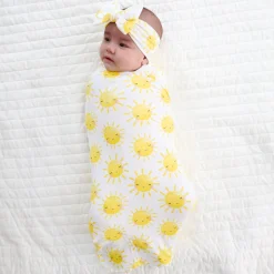 Layette|Swaddles<Little Sleepies Swaddle & Luxe Bow Headband Set Sunshine