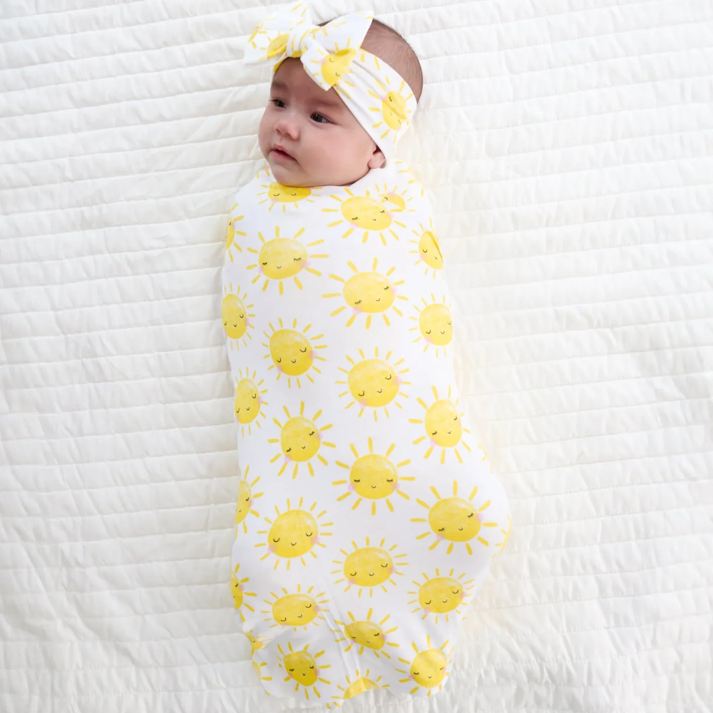 Layette|Swaddles<Little Sleepies Swaddle & Luxe Bow Headband Set Sunshine