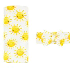 Layette|Swaddles<Little Sleepies Swaddle & Luxe Bow Headband Set Sunshine