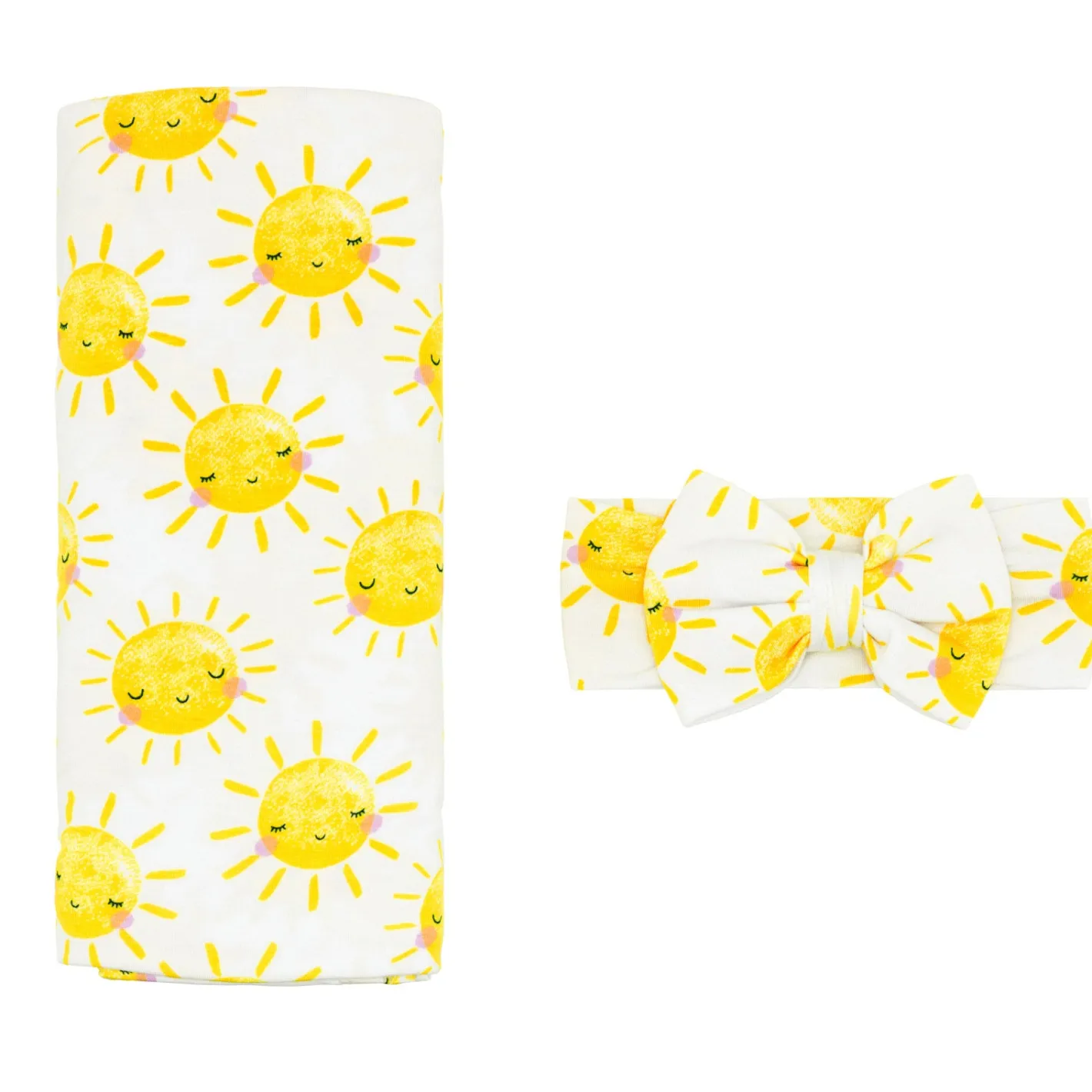 Layette|Swaddles<Little Sleepies Swaddle & Luxe Bow Headband Set Sunshine