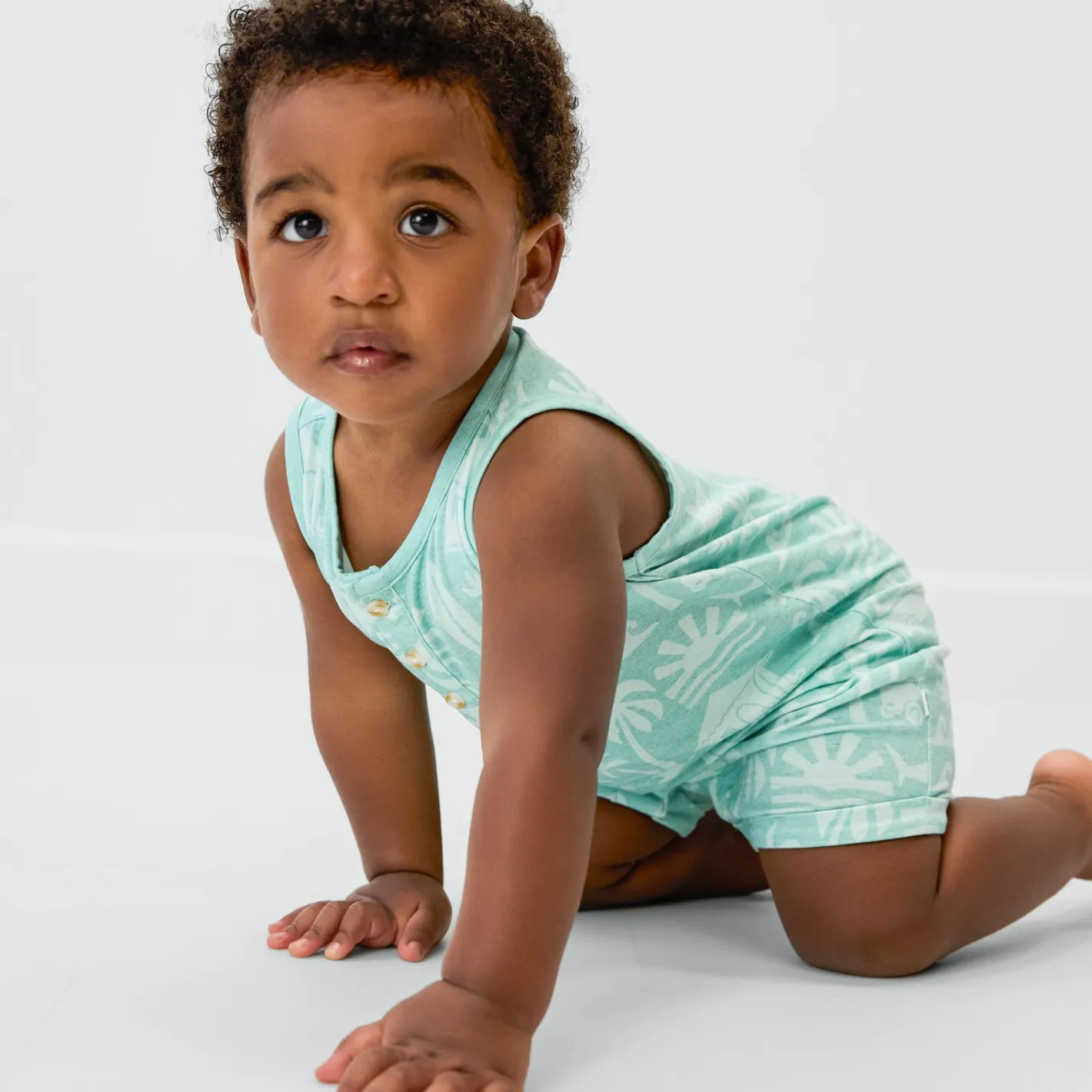 Bamboo Baby Clothes|Rompers<Little Sleepies Henley Romper Surf Shack