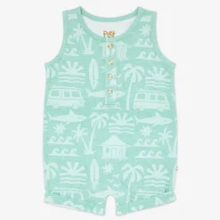 Bamboo Baby Clothes|Rompers<Little Sleepies Henley Romper Surf Shack