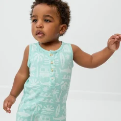 Bamboo Baby Clothes|Rompers<Little Sleepies Henley Romper Surf Shack