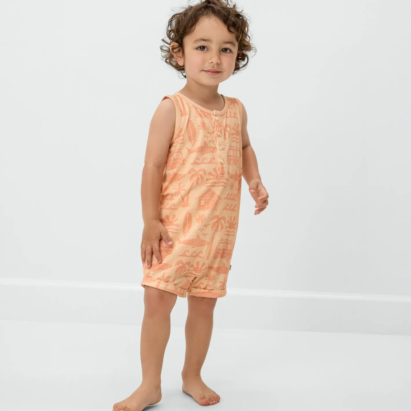 Bamboo Baby Clothes|Rompers<Little Sleepies Henley Romper Surf Shack