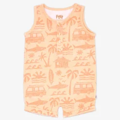Bamboo Baby Clothes|Rompers<Little Sleepies Henley Romper Surf Shack