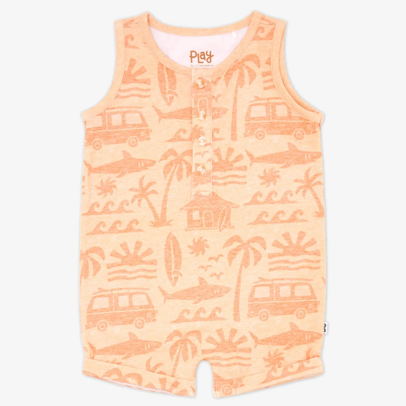 Bamboo Baby Clothes|Rompers<Little Sleepies Henley Romper Surf Shack