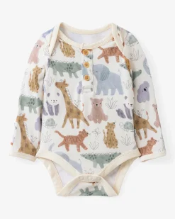 The Newborn Shop|The Newborn Shop<Little Sleepies Henley Bodysuit Sweet Safari