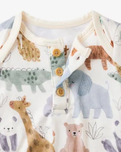 The Newborn Shop|The Newborn Shop<Little Sleepies Henley Bodysuit Sweet Safari