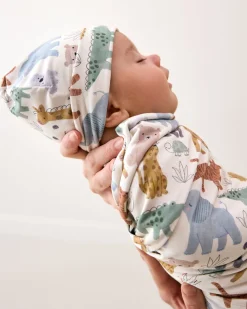The Newborn Shop|The Newborn Shop<Little Sleepies Swaddle & Infant Beanie Set Sweet Safari