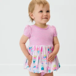Bamboo Baby Clothes|Bodysuits<Little Sleepies Bubble Dress with Bodysuit Sweet Scoops