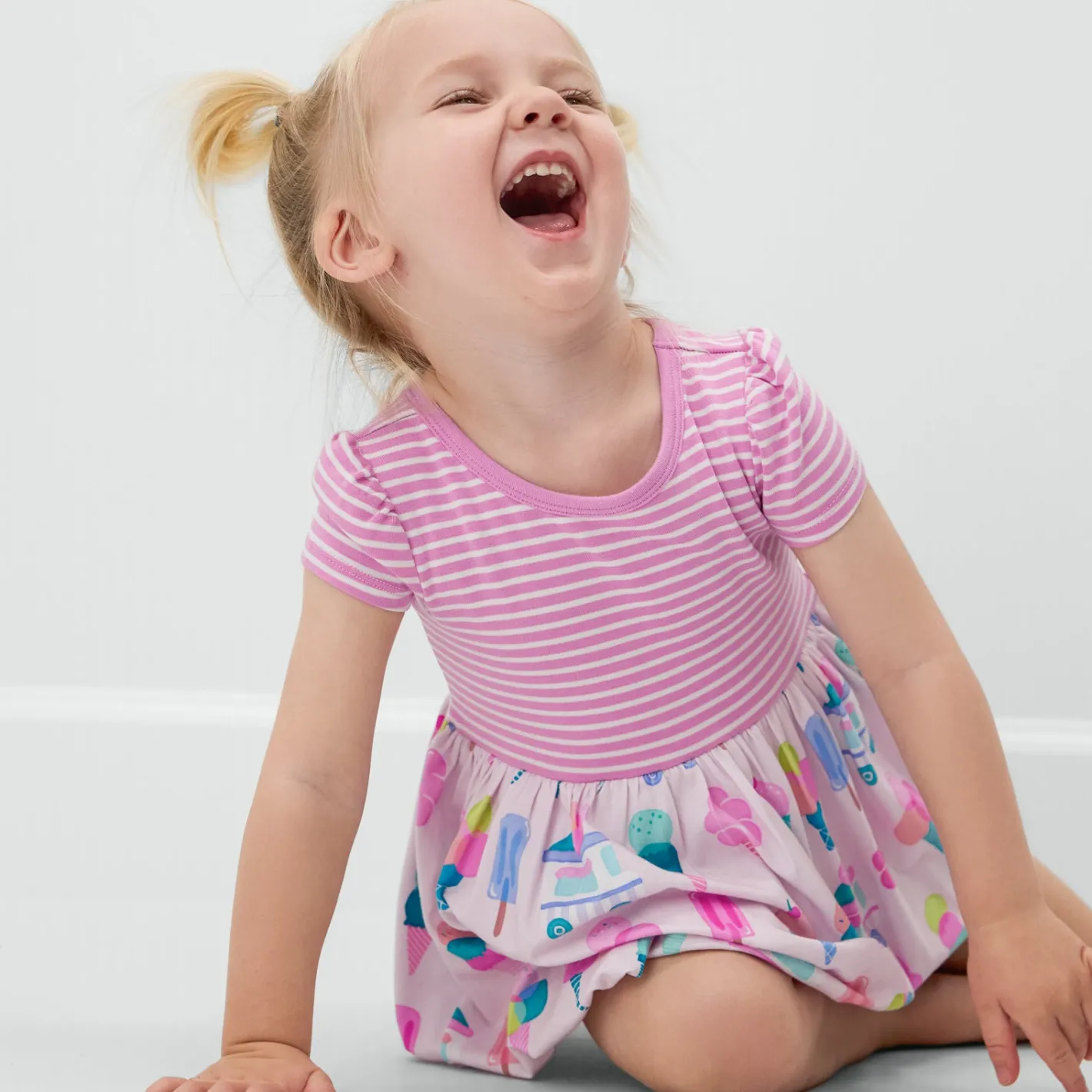 Bamboo Baby Clothes|Bodysuits<Little Sleepies Bubble Dress with Bodysuit Sweet Scoops
