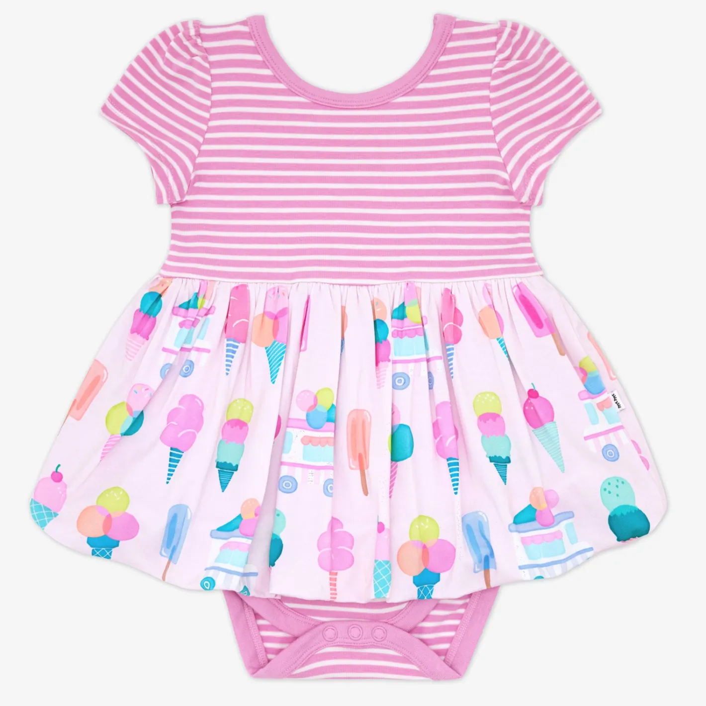 Bamboo Baby Clothes|Bodysuits<Little Sleepies Bubble Dress with Bodysuit Sweet Scoops