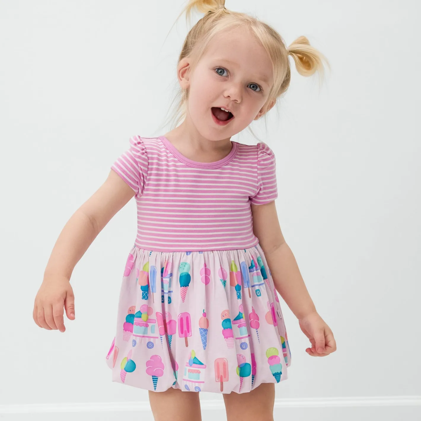 Bamboo Baby Clothes|Bodysuits<Little Sleepies Bubble Dress with Bodysuit Sweet Scoops