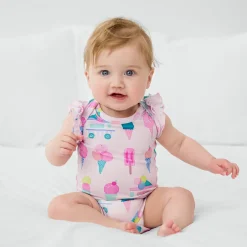 Bamboo Baby Clothes|Bodysuits<Little Sleepies Flutter Bodysuit Sweet Scoops
