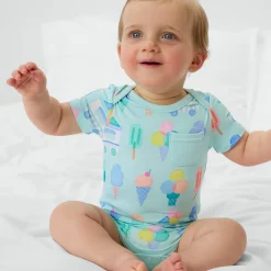 Bamboo Baby Clothes|Bodysuits<Little Sleepies Pocket Bodysuit Sweet Scoops