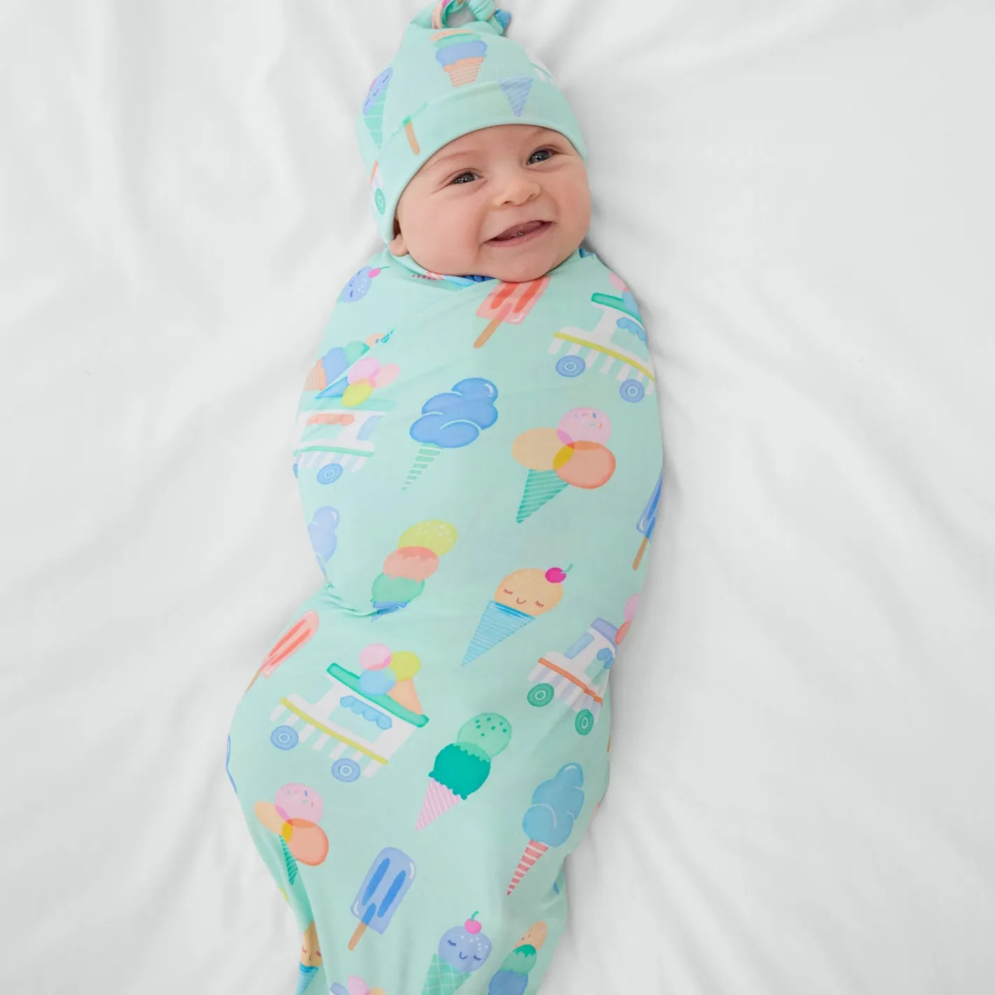 Layette|Swaddles<Little Sleepies Swaddle & Hat Set Sweet Scoops