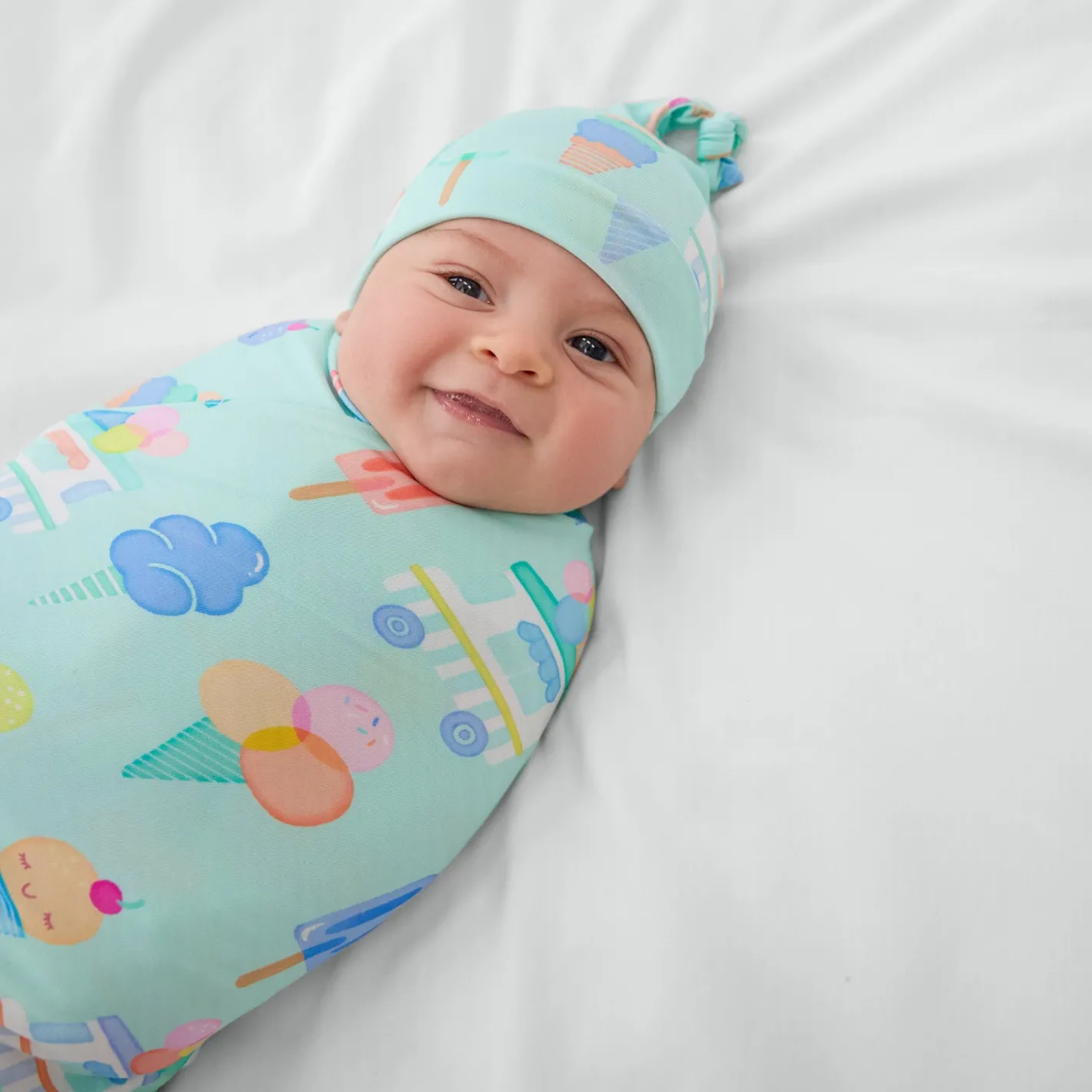 Layette|Swaddles<Little Sleepies Swaddle & Hat Set Sweet Scoops