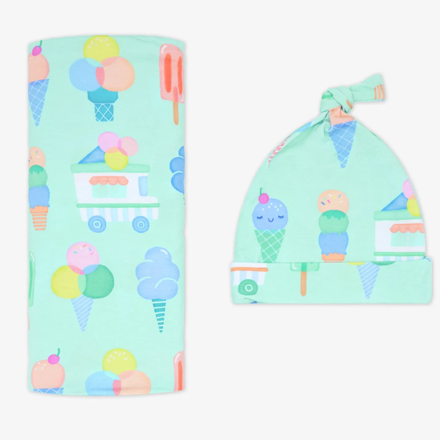 Layette|Swaddles<Little Sleepies Swaddle & Hat Set Sweet Scoops