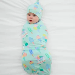 Layette|Swaddles<Little Sleepies Swaddle & Hat Set Sweet Scoops