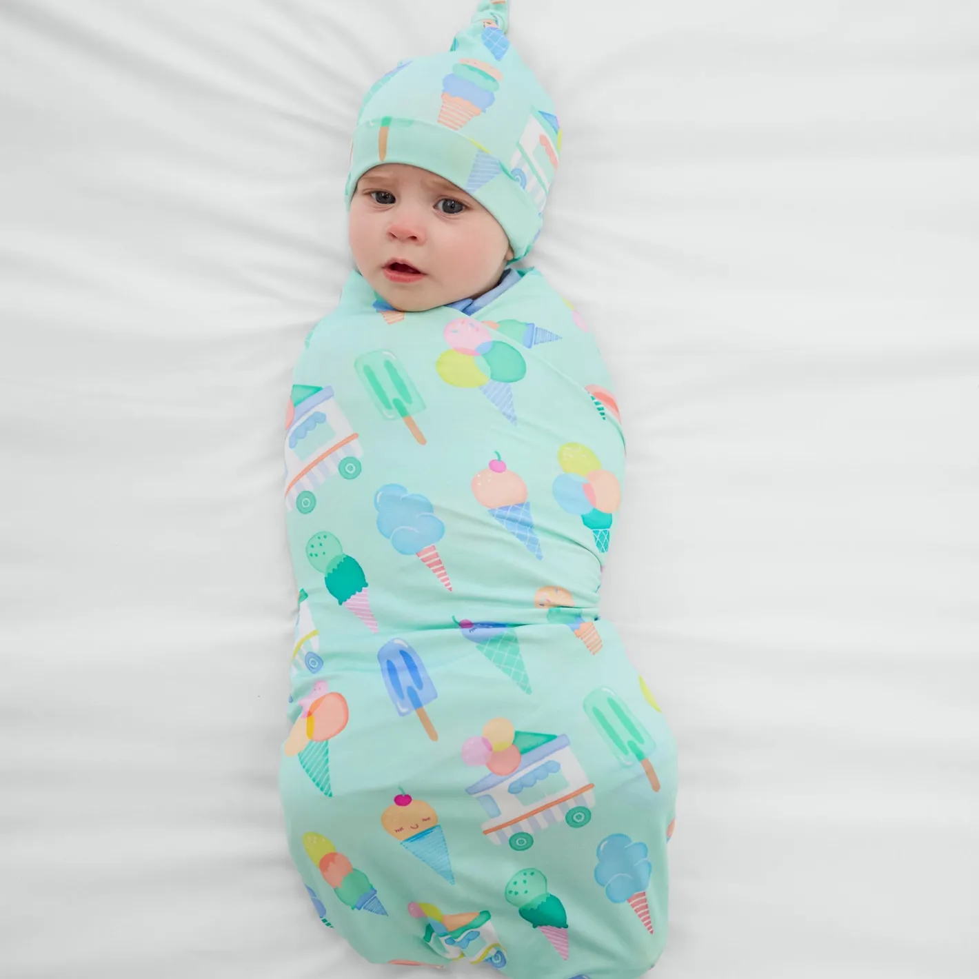 Layette|Swaddles<Little Sleepies Swaddle & Hat Set Sweet Scoops