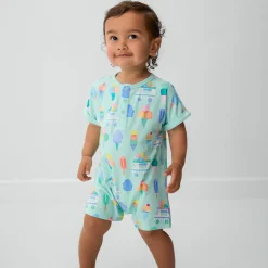 Bamboo Baby Clothes|Rompers<Little Sleepies Dolman Henley Romper Sweet Scoops