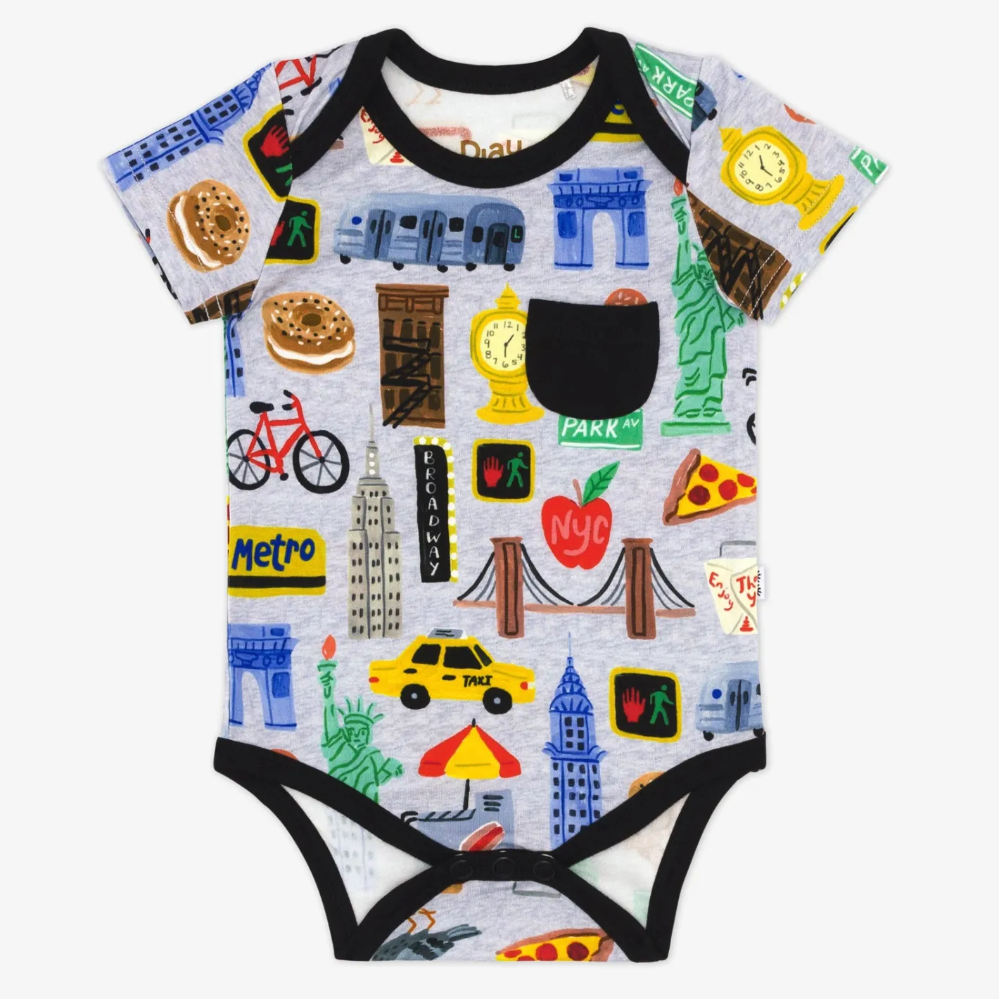 Bamboo Baby Clothes|Bodysuits<Little Sleepies Pocket Bodysuit The Big Apple