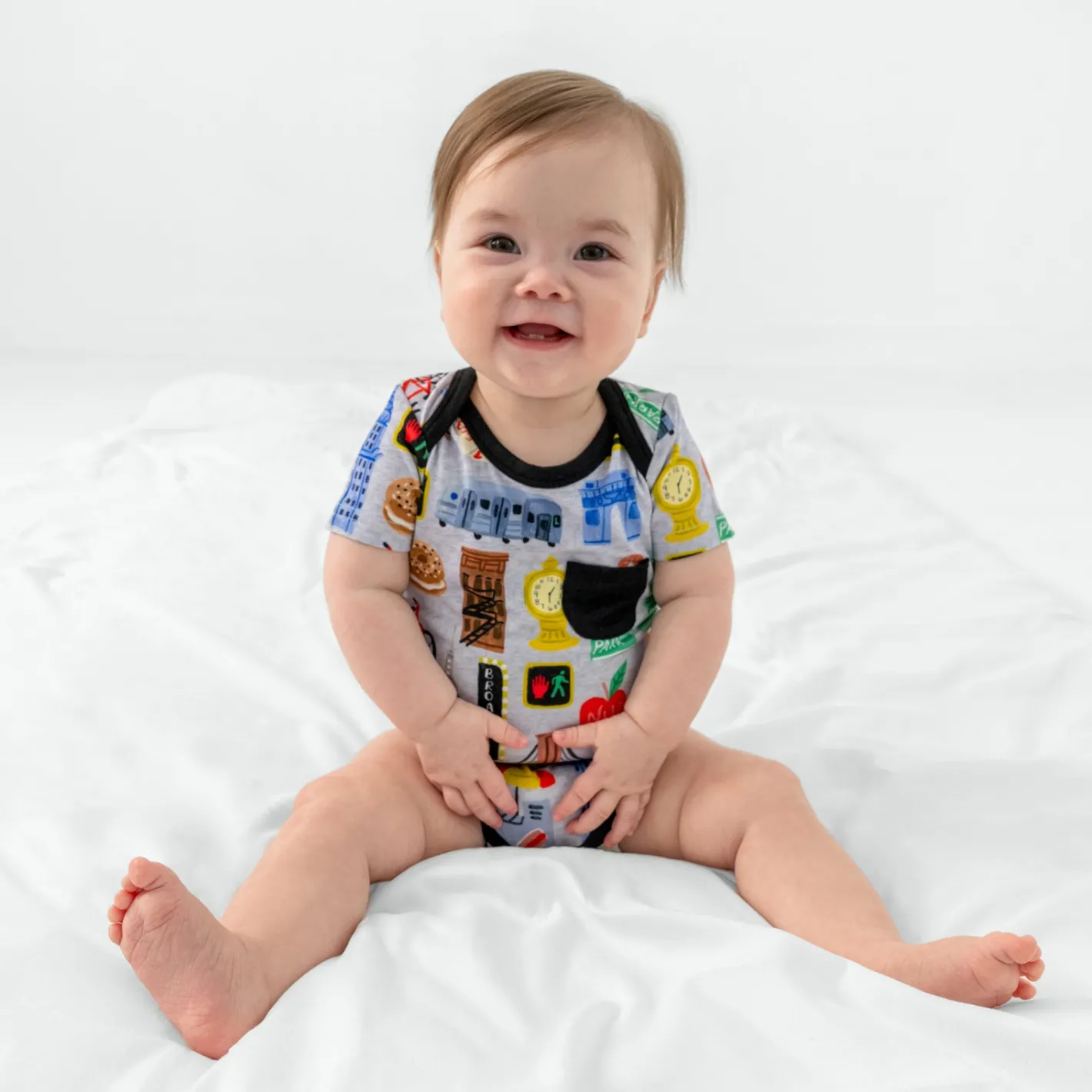Bamboo Baby Clothes|Bodysuits<Little Sleepies Pocket Bodysuit The Big Apple