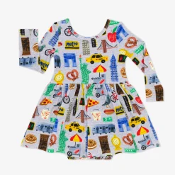 Bamboo Baby Clothes|Bodysuits<Little Sleepies Skater Dress with Bodysuit The Big Apple