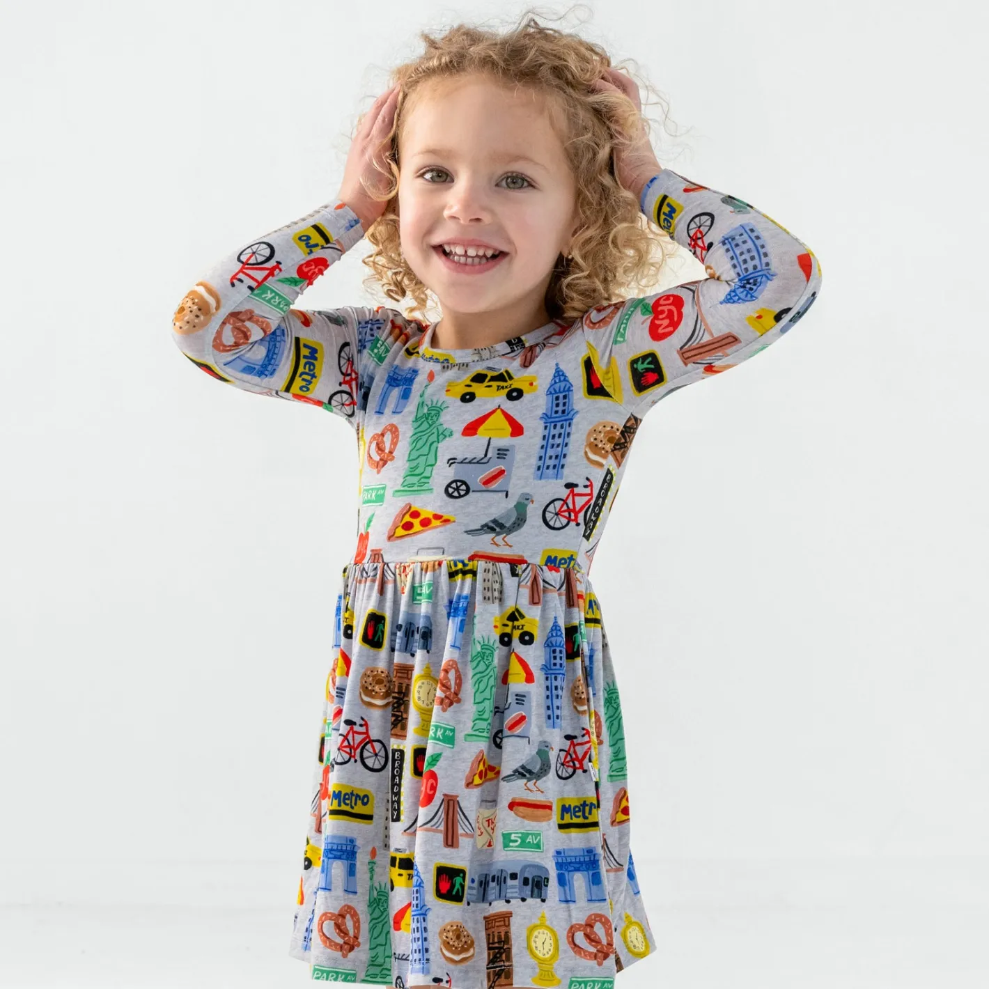 Bamboo Baby Clothes|Bodysuits<Little Sleepies Skater Dress with Bodysuit The Big Apple