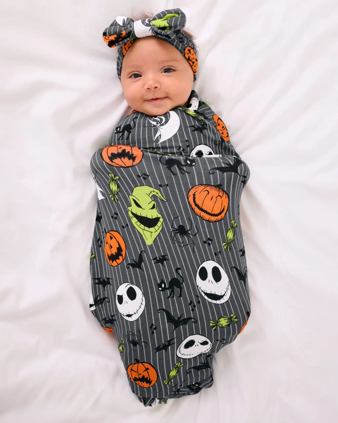 Layette|Swaddles<Little Sleepies Swaddle & Luxe Bow Headband Set The Nightmare Before Christmas