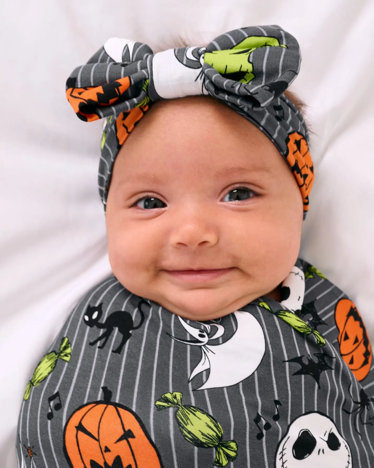 Layette|Swaddles<Little Sleepies Swaddle & Luxe Bow Headband Set The Nightmare Before Christmas