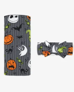 Layette|Swaddles<Little Sleepies Swaddle & Luxe Bow Headband Set The Nightmare Before Christmas